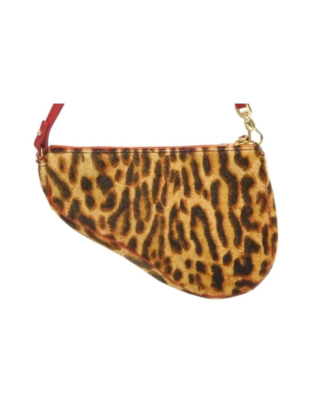 Dior Saddle Pouch Leopard Print Calf Hair Leather Galliano